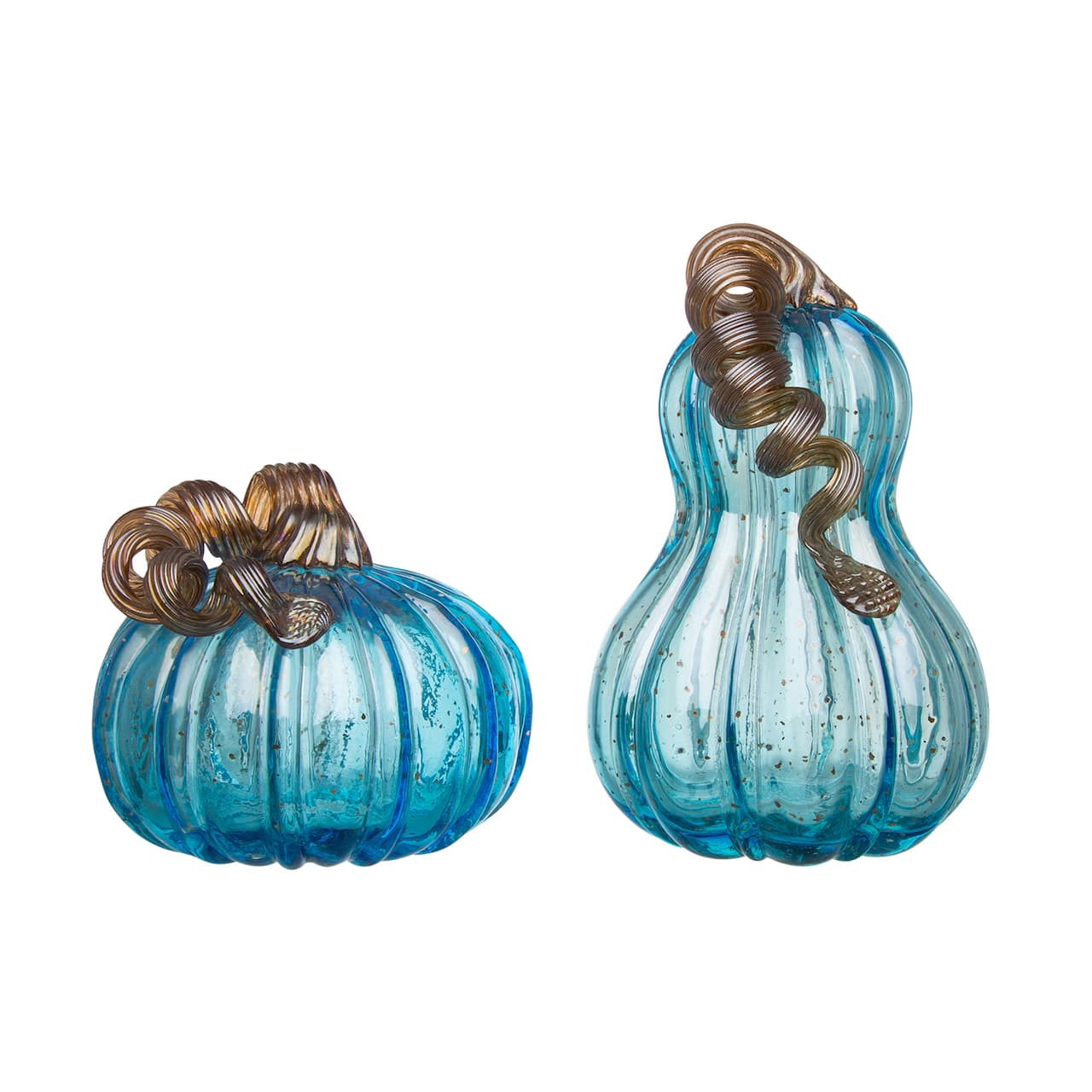 Glitzhome&#xAE; Blue Glass Pumpkin Set